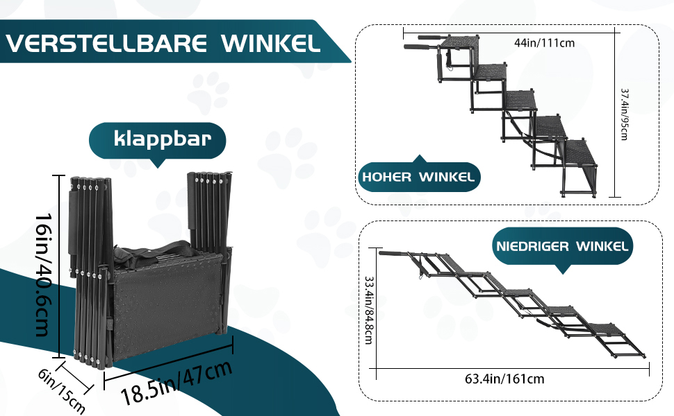 Сходинка для собак OUUTMEE 4-ступінчаста, складана, для автомобілів та SUV, до 80 кг