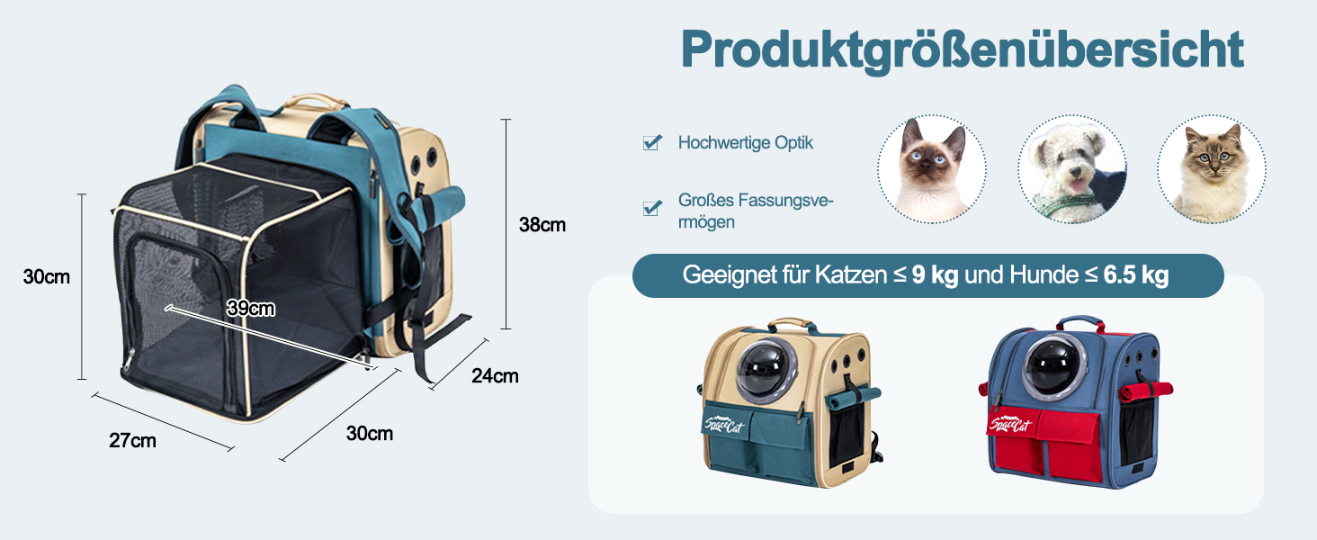 Розширюваний рюкзак для тварин Galatée, дозволений для перевезення в літаку, для котів та маленьких собак, дихаючий, для подорожей, хакі