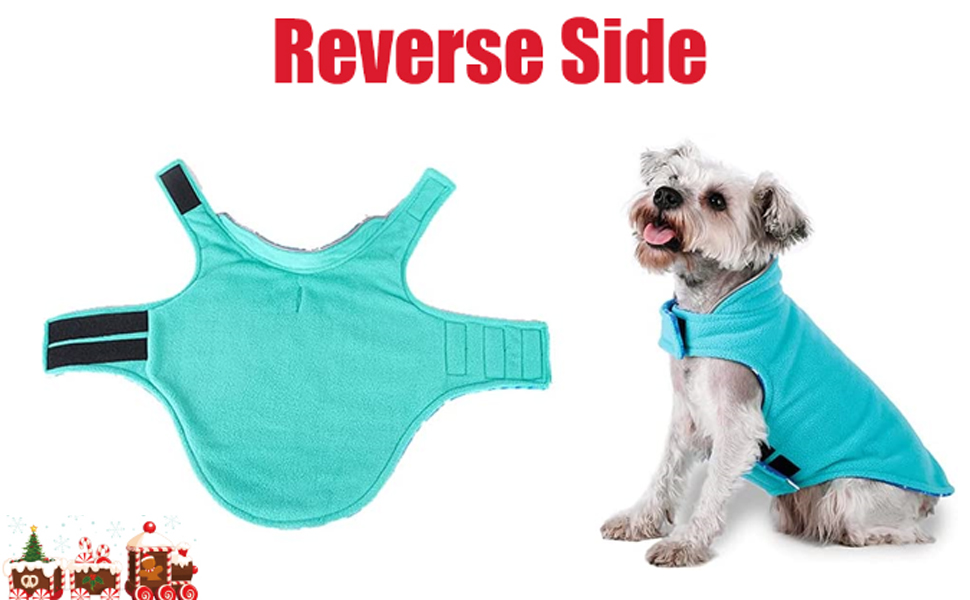 Флісовий теплий жилет для собак ABRRLO, світловідбиваючий, для маленьких та середніх собак, реверсивний, синій, XXL