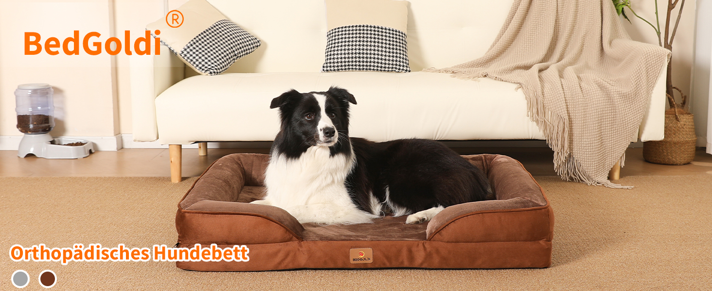 Ортопедичне ліжко для собак великих порід, ергономічне собаче ліжко з піною у формі яйця, водонепроникне, неслизьке, 89x63 см, світло-сірий колір (89x63x17 см)