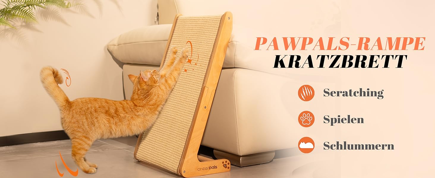 Котячий когтетоп CheerPals L-подібний з сизалю та масиву буку (63см)