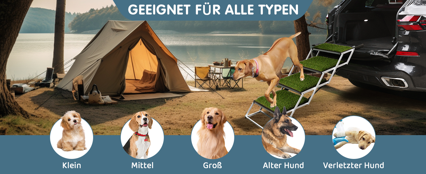 Східці для собак SDLDEER в автомобіль, 4 сходинки, складна рамка, допомога для завантаження, сумісні з усіма авто, регульована висота, вантажопідйомність до 80 кг, висота 64-68 см