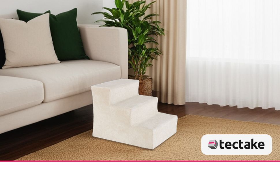 Сходинка для тварин tectake®: для собак та котів, допомога у підйом, знімний чохол, плоскі сходинки, для дивану, ліжка, авто (7 x 45 x 4,5 см)