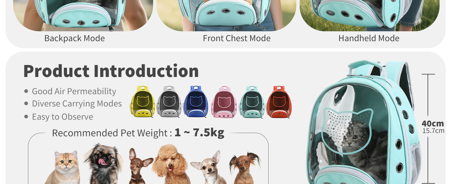 Рюкзак для котів та маленьких собак PETCUTE, рожевий, до 6 кг, знімний килимок, прозоре вікно, для подорожей