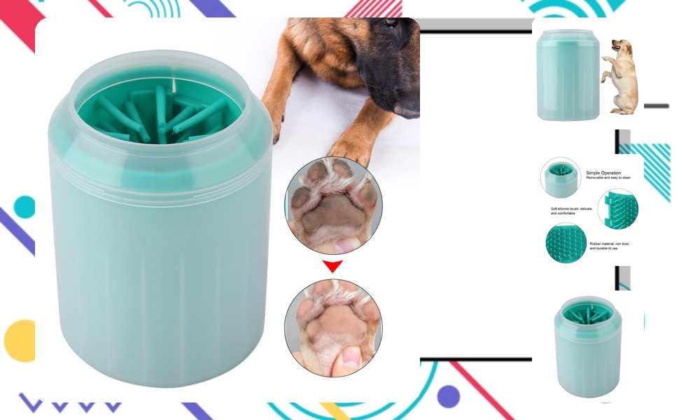 Мийка для лап собак Oumefar - портативна миска для чищення лап з м'якою силіконовою щіткою (зелена)