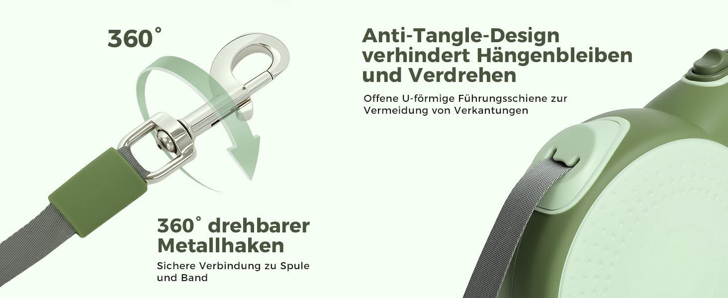 Рулетка для собак BMaobbo 8м, міцна сталева лебідка, тримач для відходів, антизаплутування, швидке гальмування, для собак до 50кг, для тренувань, лісу, пляжу
