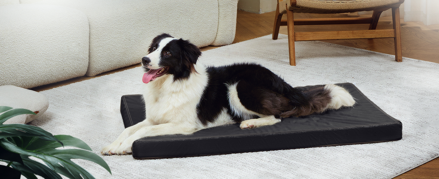 Ортопедичне ліжко для собак великих порід від GUANGDEEN - м'яке, знімний чохол, чорний колір, 116x71x7 см