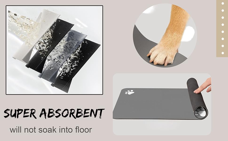 Підкладка під миску для собак GIBZ, силіконова, водовідштовхувальна, 50x80 см, сіра