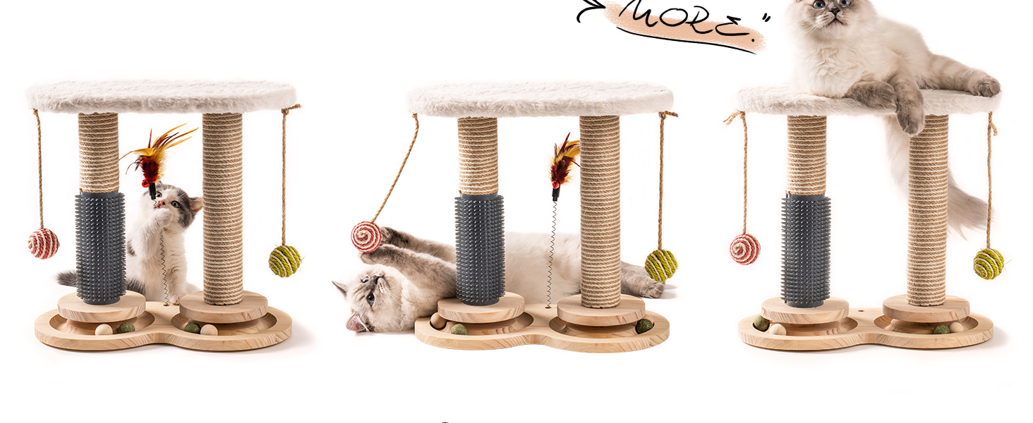MEWOOFUN Двошарова обертаюча іграшка для кошенят і котів з натуральним сизалевим дряпаком, для самостійної гри, сіра, для домашніх котів