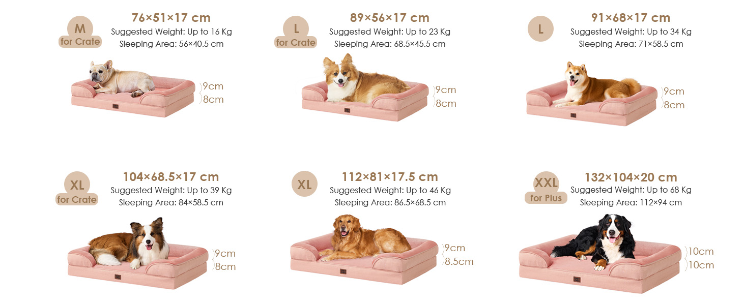 Ортопедичне ліжко для собак EHEYCIGA, 76x51 см, Memory Foam, для собак середніх та маленьких порід, вологостійке, з високим бортиком, рожеве