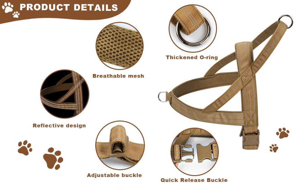 Шлейка для собак, антинатяжна, світловідбиваюча, для середніх та великих собак, регульована, м'яка, дихаюча, для прогулянок та бігу (L), Style1-L