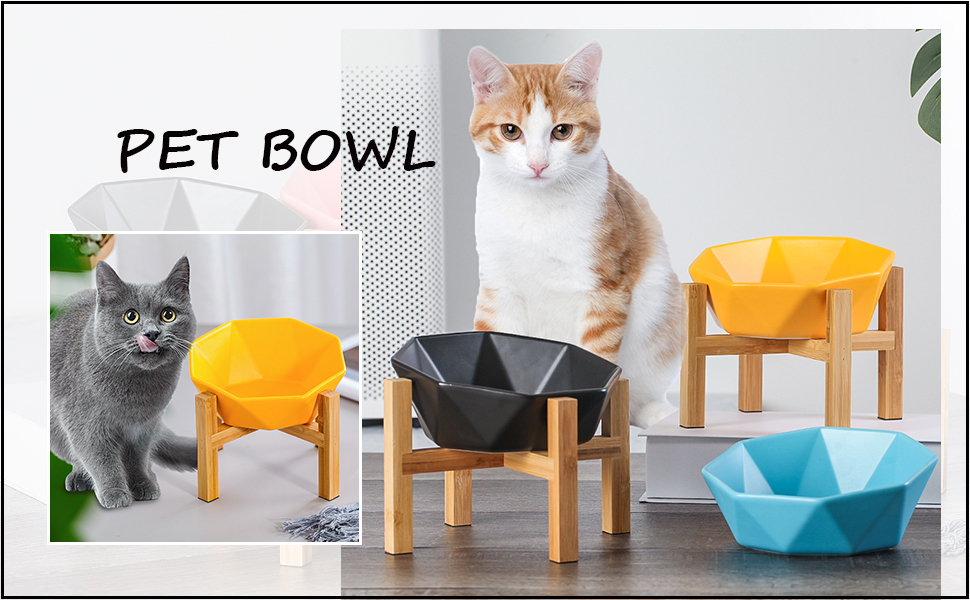 Керамічна годівниця для котів та собак з підставкою, похила, нахилена - HCHLQLZ