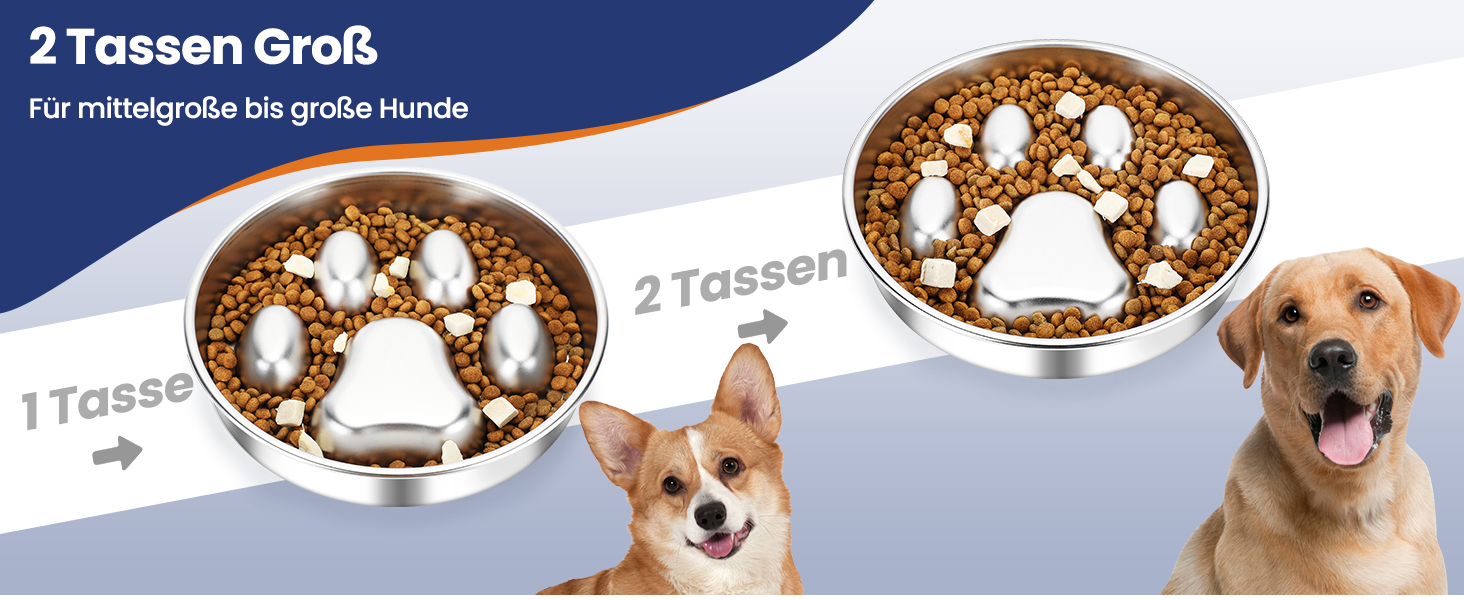 PETTOM Миска для собак протиковтання, нержавіюча сталь, Ø21 см, велика, повільне годування 21*21*4 см