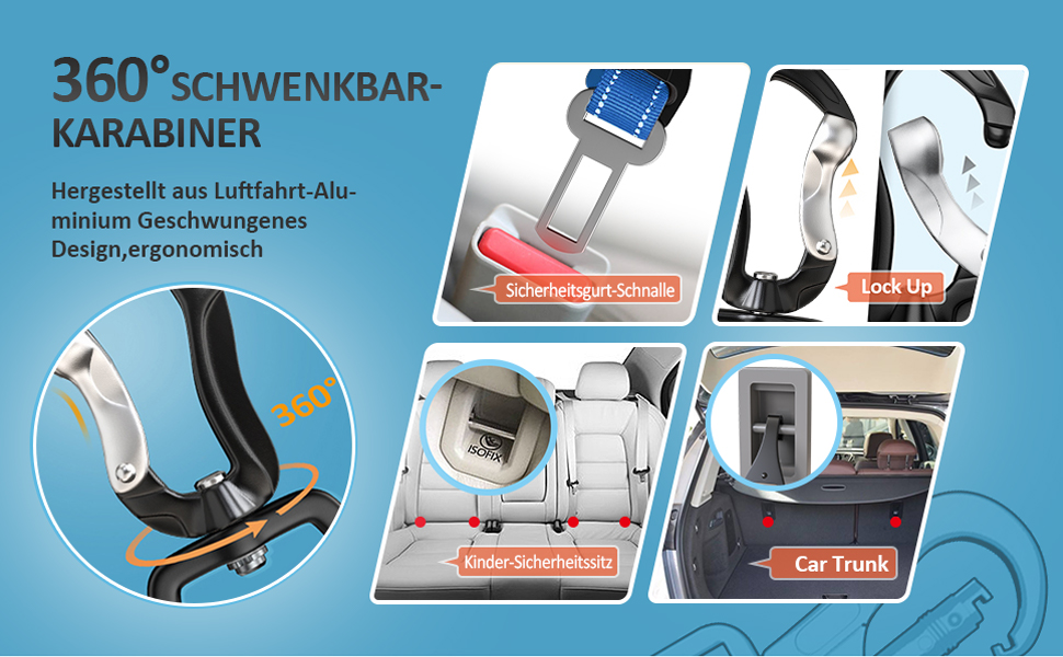 Безпечний пасок для собак IOKHEIRA, регульований автопасок для собак з універсальним з'єднувачем та фіксатором (океановий блакитний)