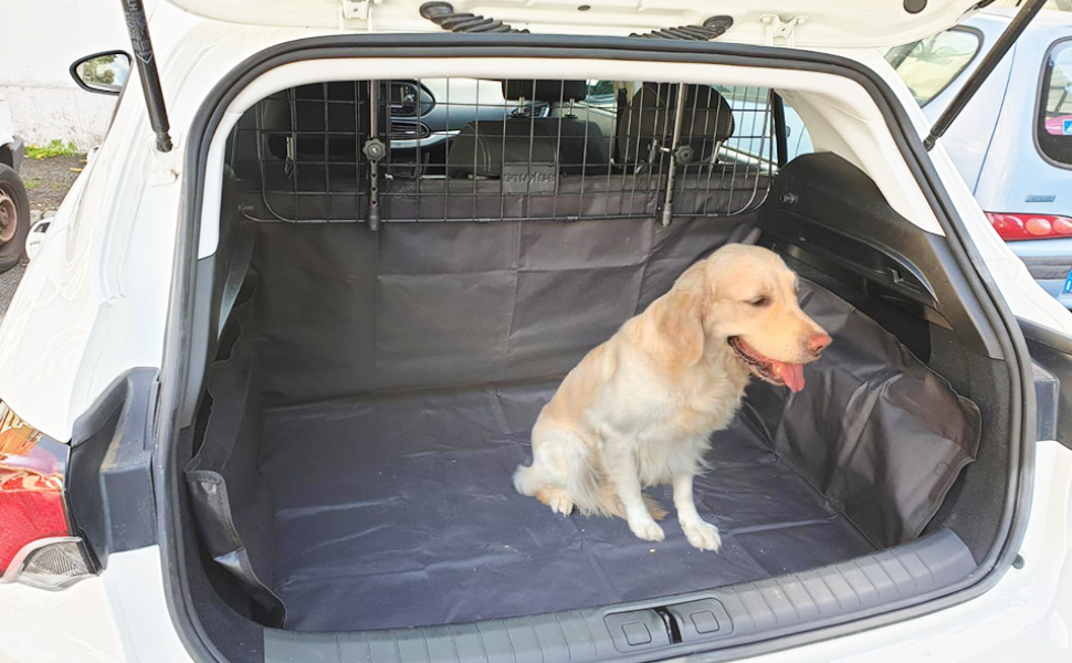 Захист для багажника автомобіля для собак FINEVERNEK з боковим захистом, ковдра для собак на заднє сидіння, універсальна ковдра для собак з кишенькою для зберігання, водовідштовхувальна, легка у догляді та стійка до подряпин, чорного кольору