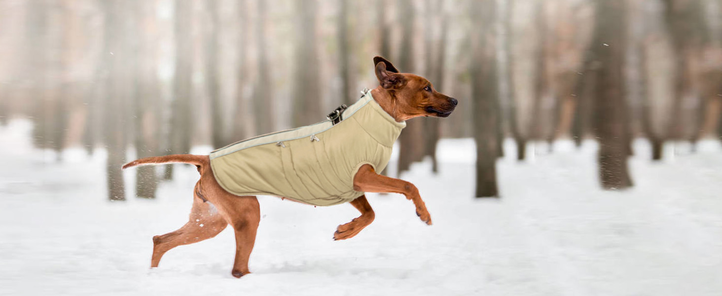 Водонепроникний теплий зимовий одяг для собак - куртка-манжетка з отвором для шлейки, армійський камуфляж, для собак маленьких, середніх та великих порід, з світловідбиваючими смугами, блискавкою (S, Абрикосовий)