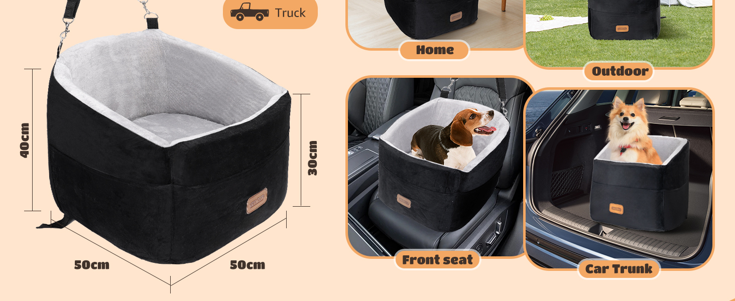 Автокрісло для собак Nobleza до 13 кг, 50x50x40 см, з підняттям, кишенями та поводок