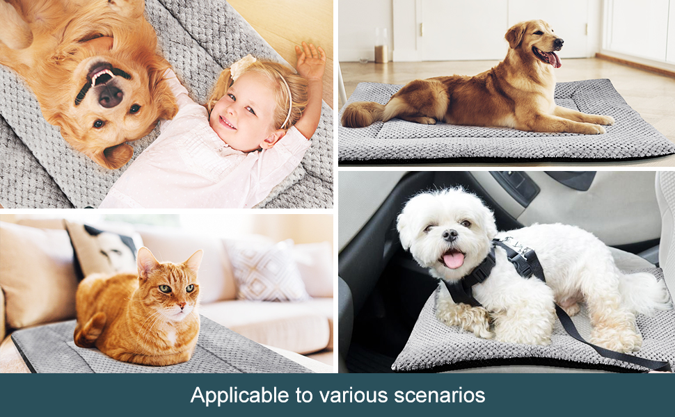 Килимок-ліжко для собак Onarway, середній, миючий, пухнастий, 76 x 54 см, для котів, цуценят, середніх тварин, сірий (76 x 54 x 5 см)