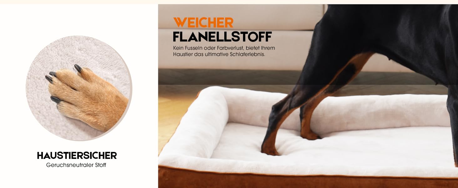 Ортопедичне ліжко для собак великих порід, корзина для собак, що можна прати, з піною у формі яйця, водовідштовхуване ліжко для собак з неслизьким дном та чотиристоронні подушки (колір: коричневий, розмір: 91x61x18 см)