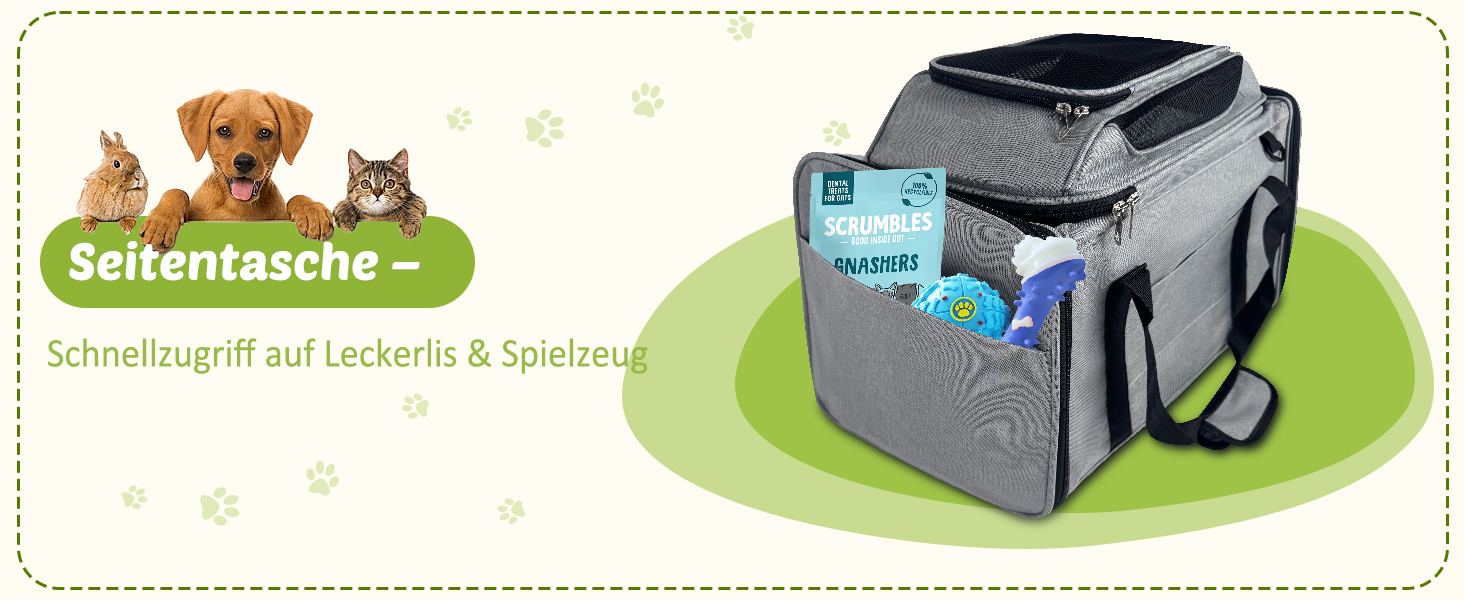 TOFFCAEA Транспортна сумка для кота/собаки, переноска для тварин, складана, 6 кг, для середніх собак та котів (чорна, 50 x 34 x 34 см)