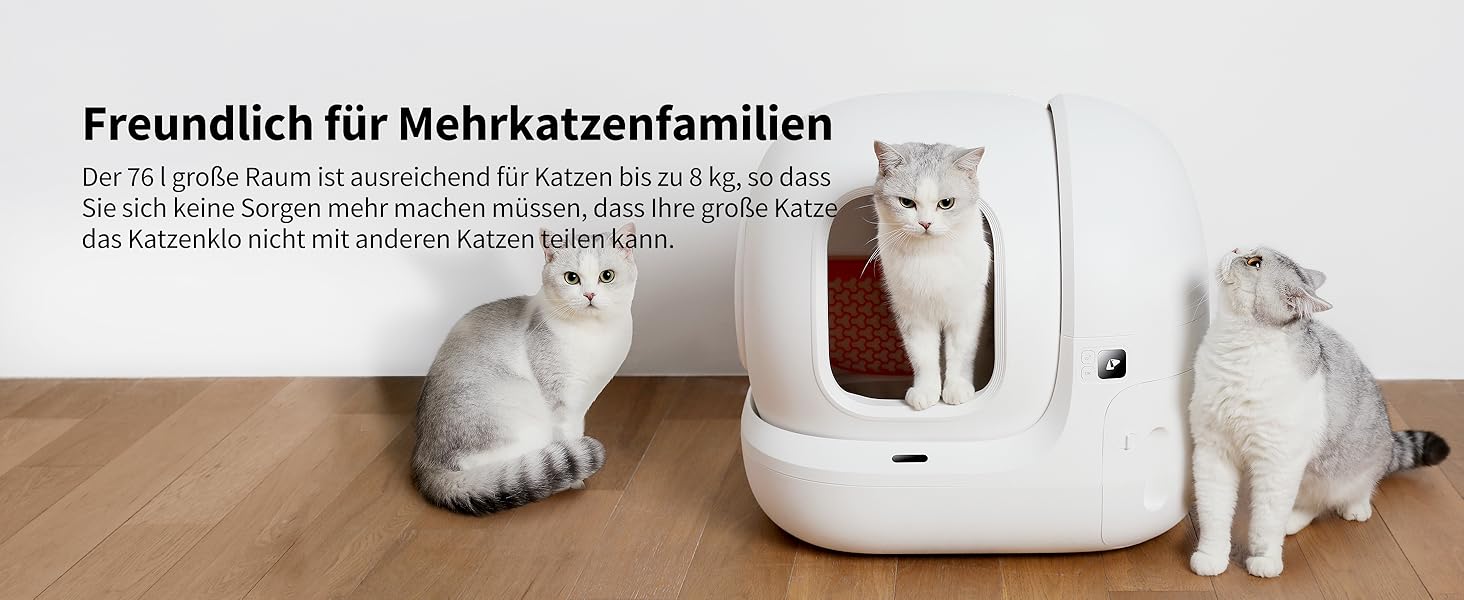 PETKIT Pura Max самоочищуюча лоток для котів, автоматичний лоток, з керуванням через додаток, великий об'єм 76л, для кількох котів, без розчину для очищення