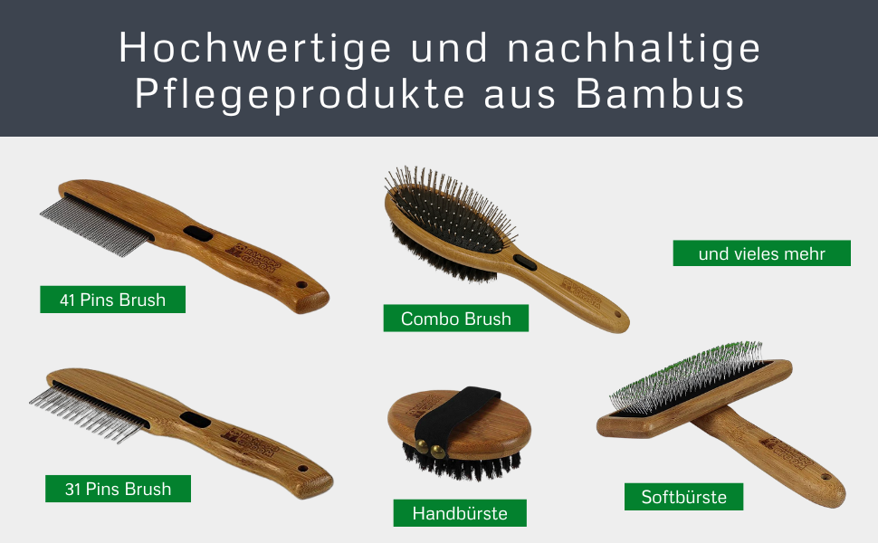 Гребінець з обертовими зубцями для догляду за шерстю собак та котів (41 зубчик) | З бамбука | Для довгої та кучерявої шерсті