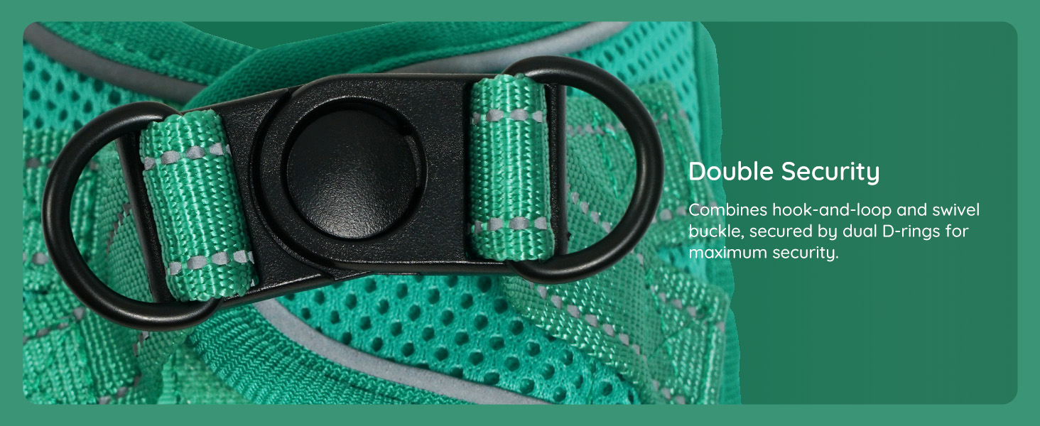 Шлейка для собак BELLA & PAL для маленьких собак з повідком, Step-in шлейка з Air Mesh, анти-тяга, світловідбиваюча, дихаюча, для цуценят, котяча шлейка, XS (30-35 см обхват грудей), Emerald