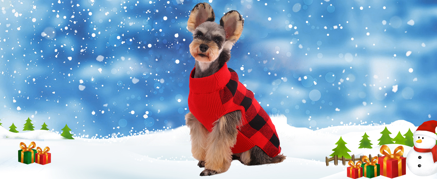 Пуловер для собак KATZINST, теплий флісовий пуловер для маленьких собак, різдвяний пуловер для Французького бульдога, Дакселя, Чихуахуа, Йоркшира, червоно-чорний, XS