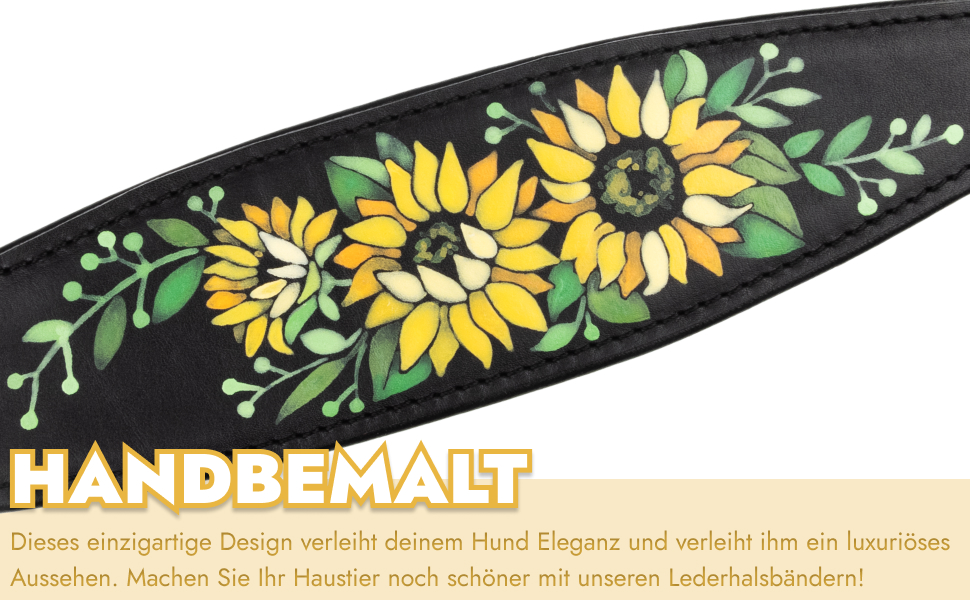 FAVPET Нашийник для собаки з м'якої шкіри з QR-кодом, широкий, для грейхаундів, віппетів, салюкі, лурджерів, галгу, поденко (XS, соняшник)