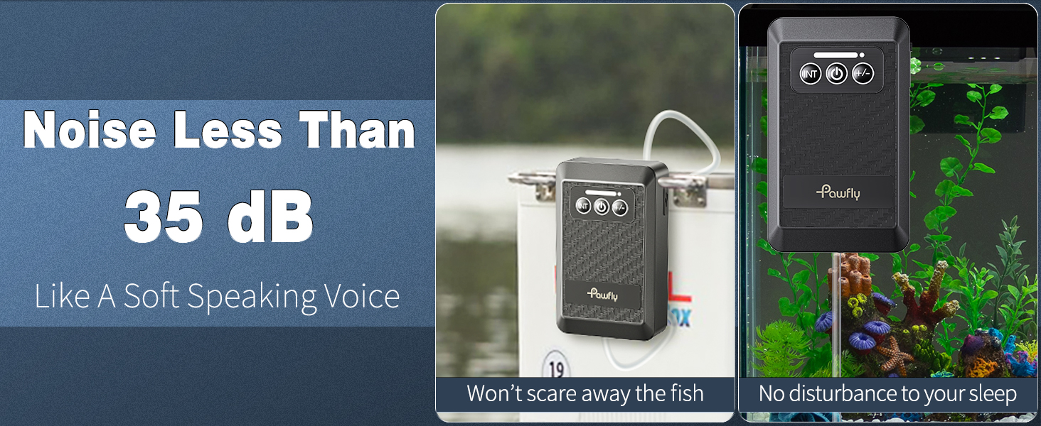 Pawfly Акумуляторний повітряний насос для акваріума 1.5W, USB, тиха портативна аераторна помпа для риб, 20-75 л, для риболовлі та аварійного живлення