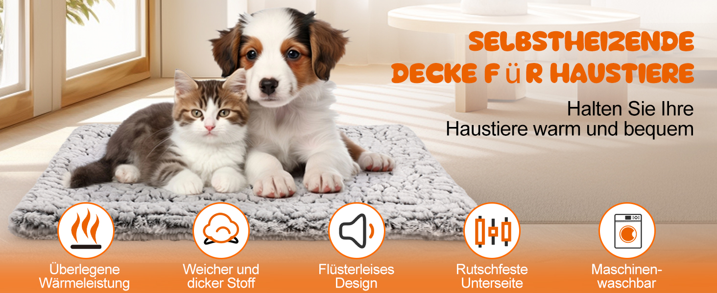 Самогріюча котяча ковдра 70 x 48 см: тепла та зручна підстилка для котів та собак, м'яка та неслизька, для дому та вулиці, можна прати
