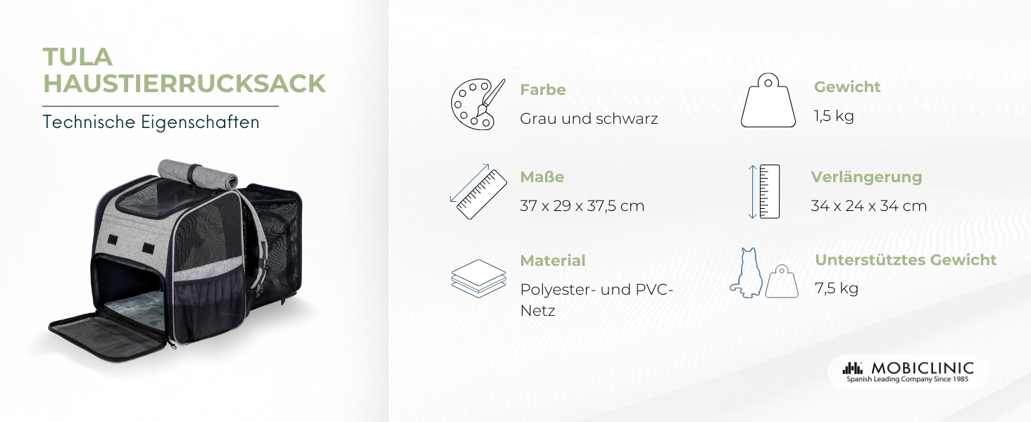 Рюкзак-переноска для котів та собак Mobiclinic® Pets, складаний, з вентиляцією, з аксесуарами, регульований, 37x29x37x5 см
