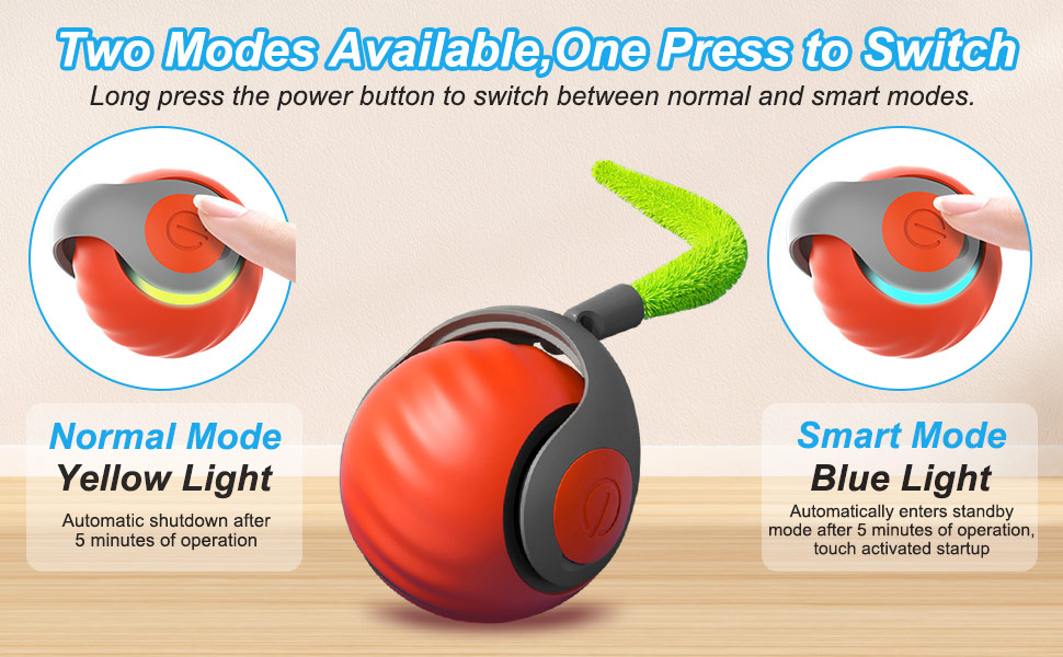 Інтерактивна іграшка для котів - м'ячик з фешкою, акумуляторний, 2 режими, автоматичний, для дому, оранжевий