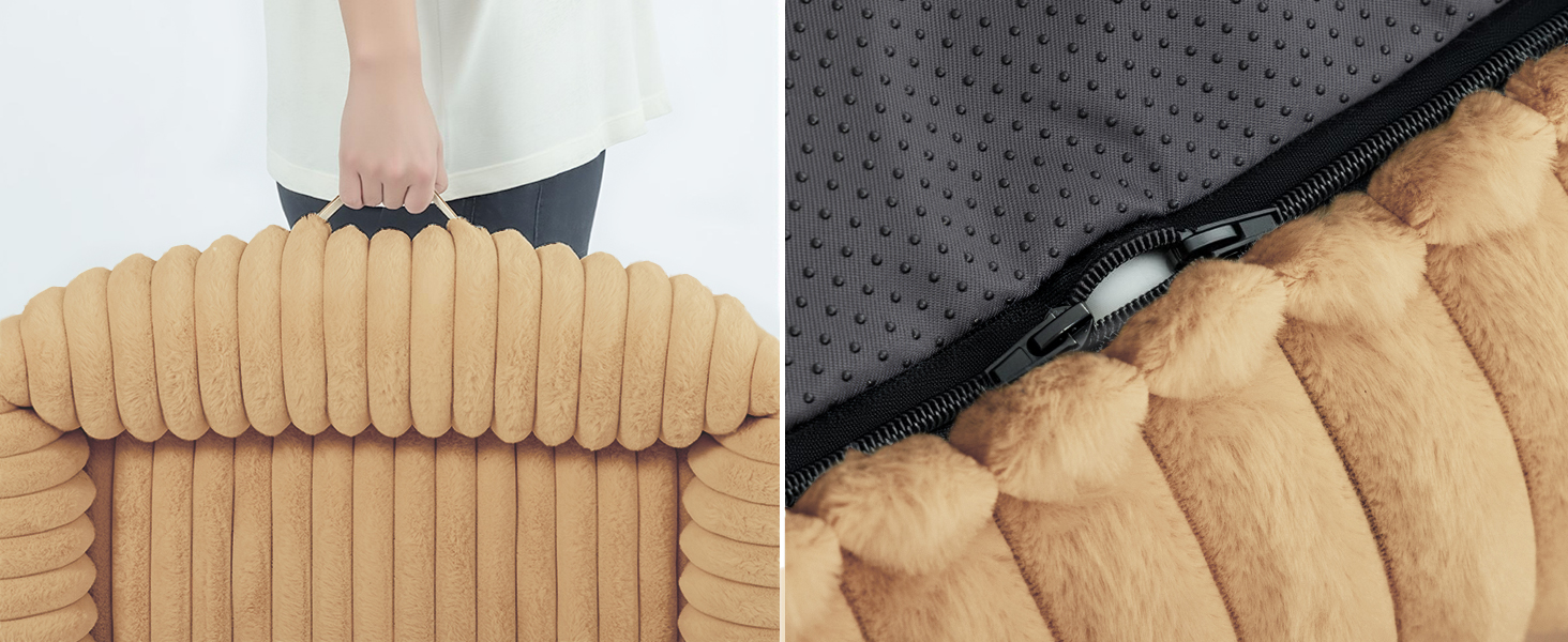 М'який ортопедичний лежак для собак середнього розміру, лежанка-софа з підголовником, знімна та миюча підстилка, з ручками, для домашніх тварин (Warmsand, 76*61*20 см) M-P Warmsand