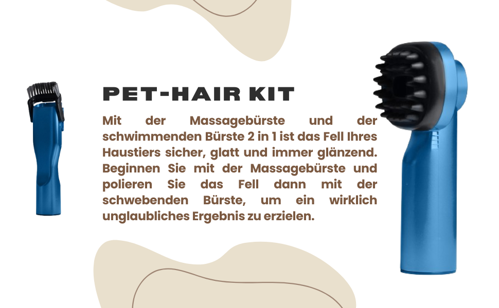 BEHOME Шерстьомашинка для собак з пилососом | 6-в-1 набір для догляду за тваринами та пилососом. Легко збирає шерсть, пилосос, машинка для стрижки та аксесуари для чищення. Тиха машинка для собак та котів BEHOME