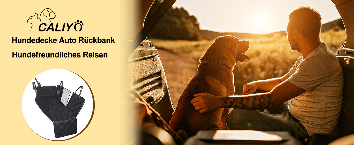 Килимок для собак у машину Caliyo, захист заднього сидіння, водовідштовхувальний, антикіготок, універсальний (Чорний)