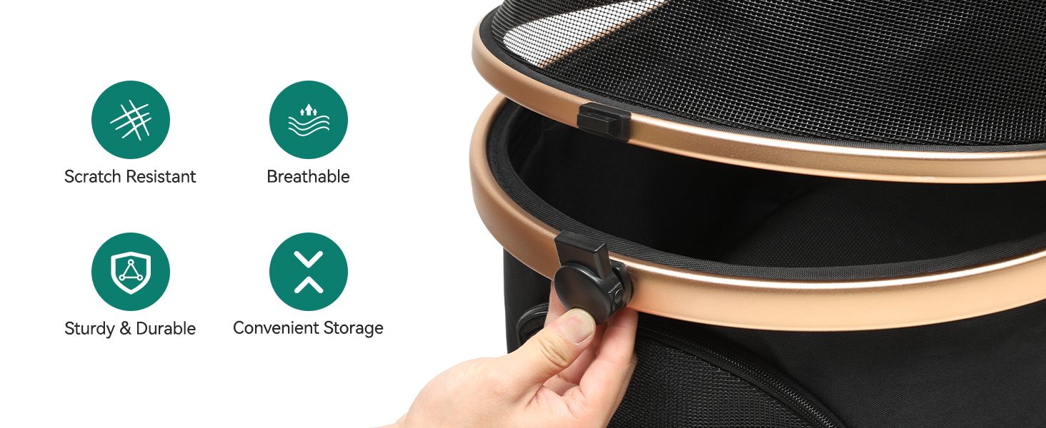 Візок для собак YITAHOME 3 в 1: візок, переноска, прогулянковий візок. До 22 кг, складний, для маленьких собак та котів (чорний)