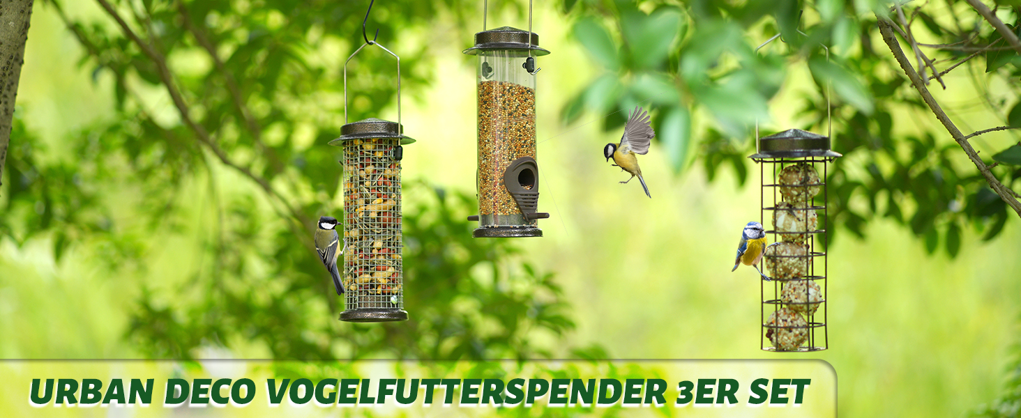 Набір годівниць для птахів Urban Deco 3 шт. з міцного металу, коричневі