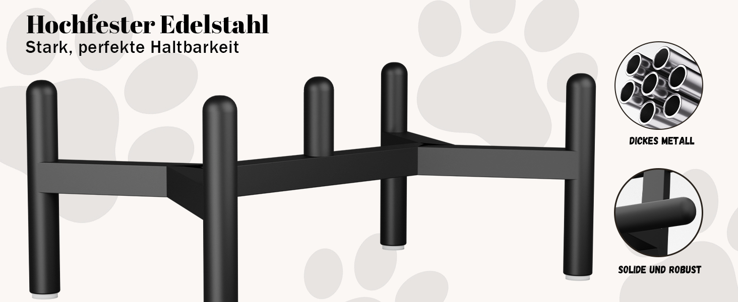 Набір мисок для собак на підставці: 2 миски з кераміки з нержавіючою підставкою, 850 мл, сірий колір. Ідеально для маленьких та середніх собак