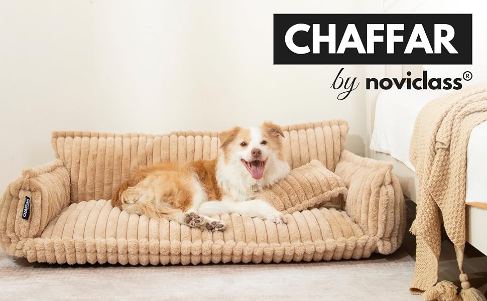 Диванчик для домашніх тварин Noviclass® Chaffar: ортопедичний диван для котів та собак, сучасний стиль, матеріал - Cord, розміри (Верблюжий, XXL (140см))