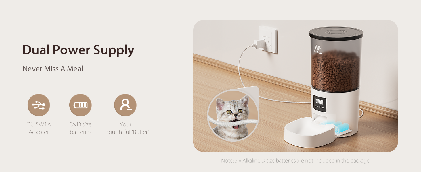 Автомат для годування котів та собак IMIPAW, 5L, WiFi, APP-керування, 1-10 прийомів їжі на день