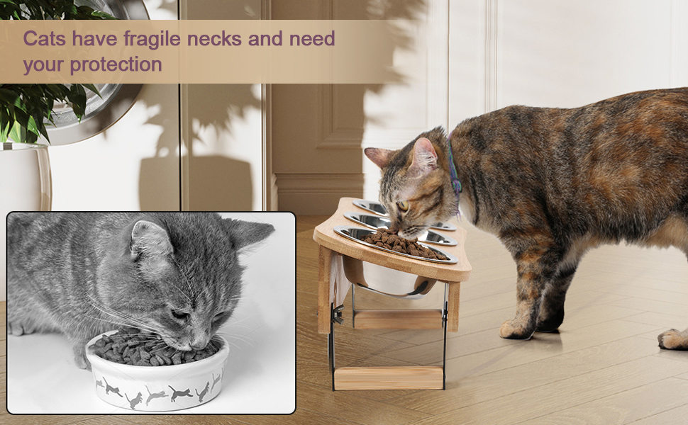 Підвищені годівниці для котів Optyuwah - набір 3 шт. з регулюванням висоти, з нержавіючої сталі, для води та корму, підходять для котів та маленьких собак, жовті