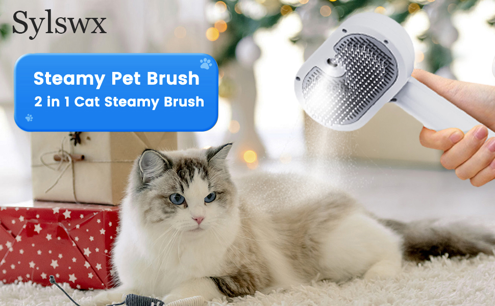 Щітка для котів Sylswx з парою, 3 в 1, для довгої та короткої шерсті, також для собак, проти статичної електрики та ковтунів, біла