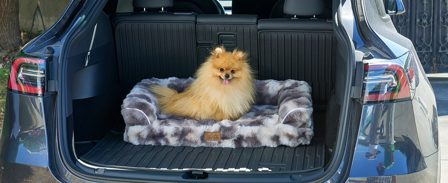 Ортопедичне ліжко для собак XL з штучного хутра, U-подібне, великі породи, водонепроникний чохол, антиковзаюче, м'яке, тепле, для прання