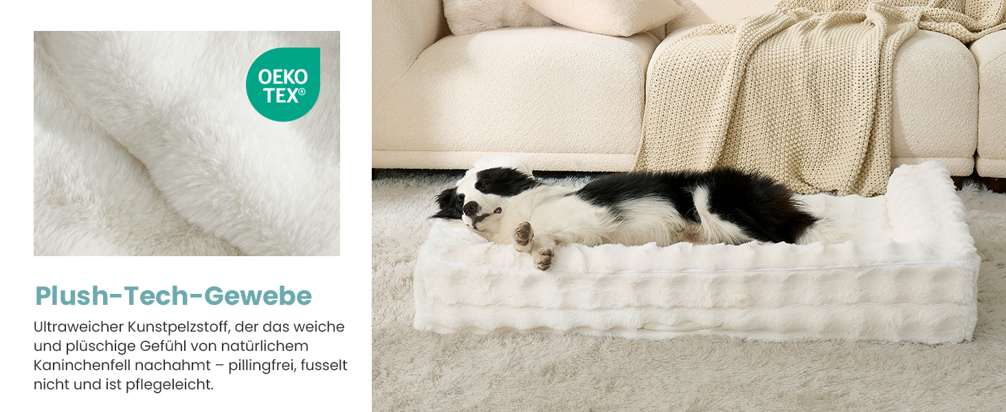 Ортопедичне ліжко для собак XL з штучного хутра, U-подібне, великі породи, водонепроникний чохол, антиковзаюче, м'яке, тепле, для прання