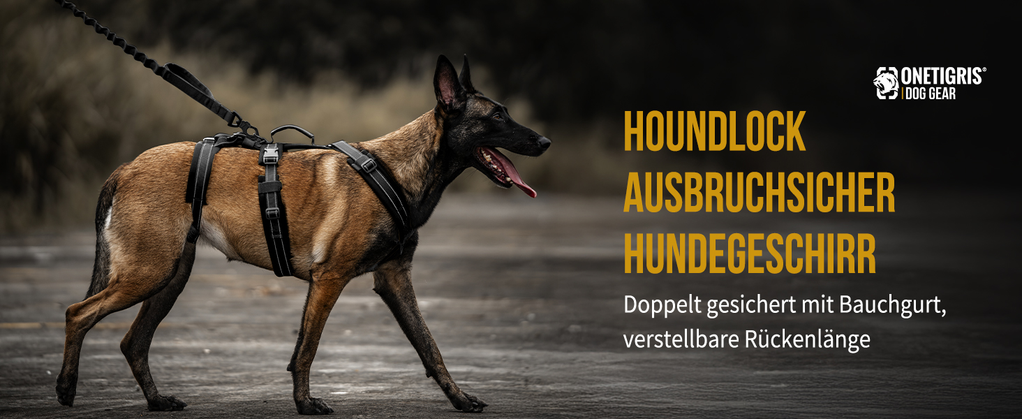 Нашийник для собак OneTigris HOUNDLOCK тактичний, чорний, M (14-27 кг)