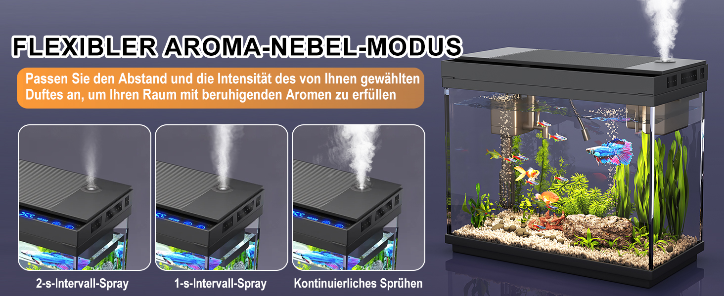 Акваріум Vehipa Nano 9L з інтелектуальним зволожувачем повітря, індикатором температури, склом UHD, 7-кольоровим підсвічуванням, 3-в-1 насосом з фільтрацією, подачею кисню та циркуляцією, чорний