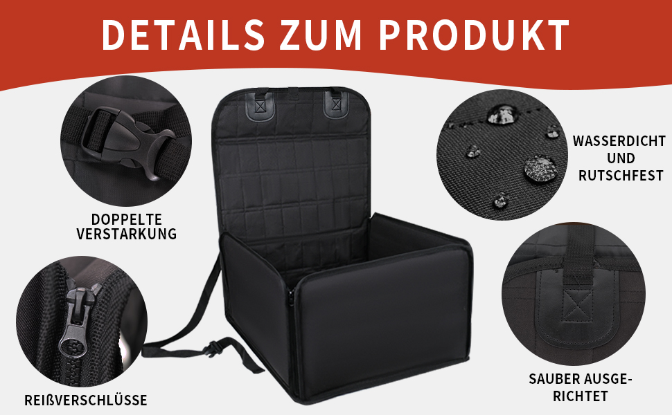 Автомобільний аксесуар для собак CUEMOON: стійкий кріплення на заднє сидіння для малих та середніх собак, чорного кольору