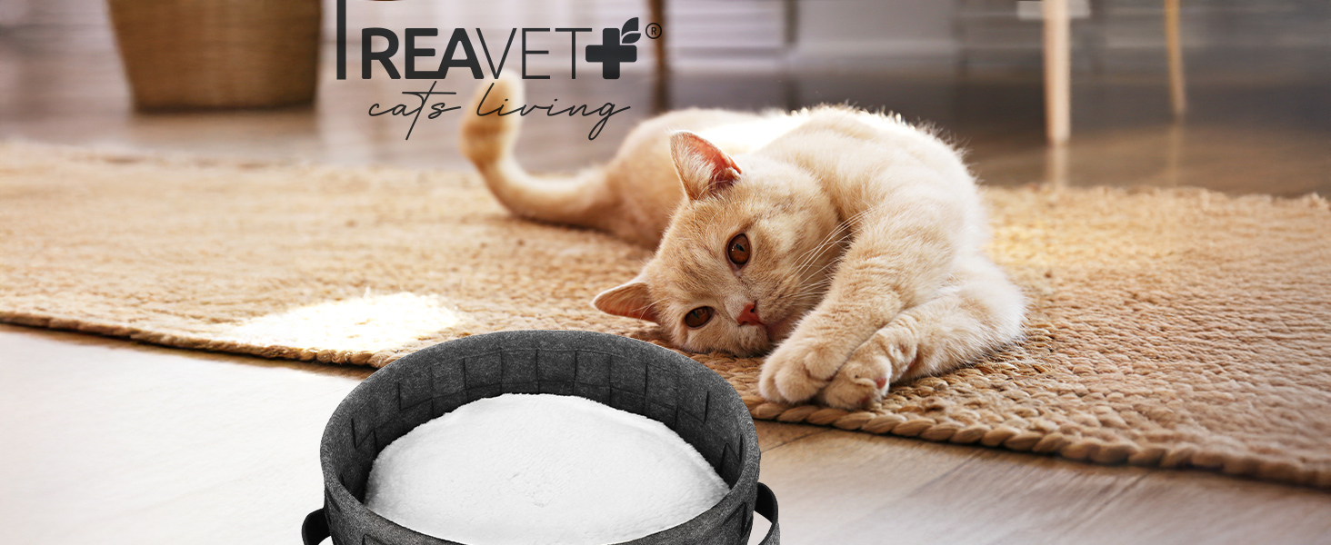 Квіткове ліжко для котів ReaVET Samtpfoten - м'яке та зручне, з подушкою, з фетру