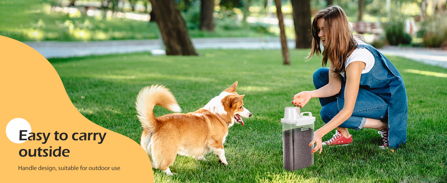 Контейнер для корму для тварин Nobleza, 2.5L, відро для корму для собак та котів з мірним стаканчиком